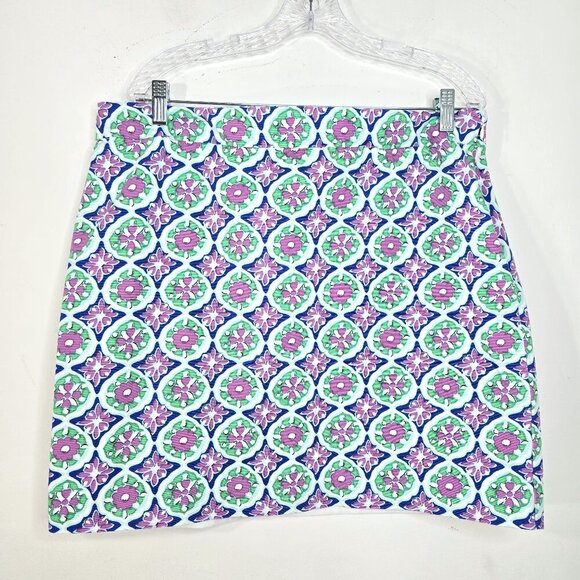 Talbots Green Blue Mosaic Mini Skirt - Picture 1 of 7